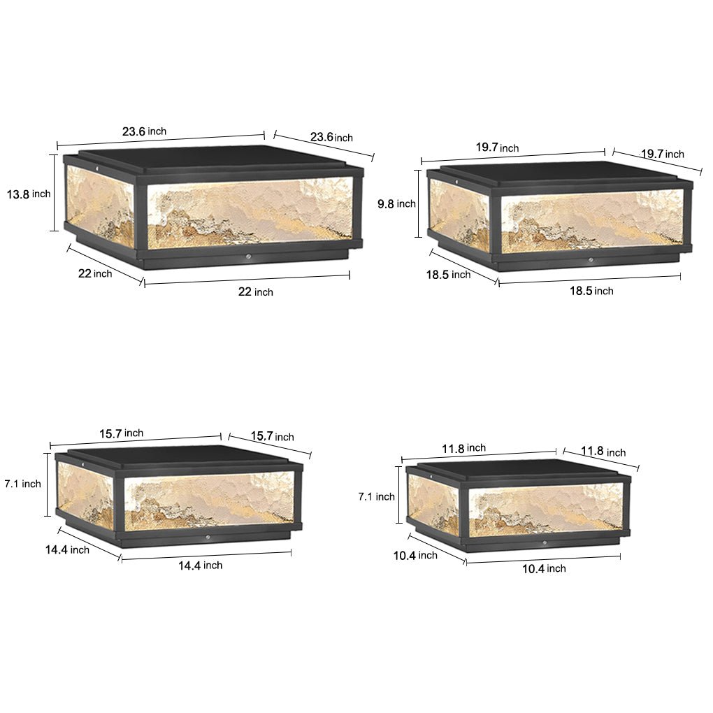 Outdoor Pillar Light - Modern Square LED Solar Post - Waterproof Gate Lamp