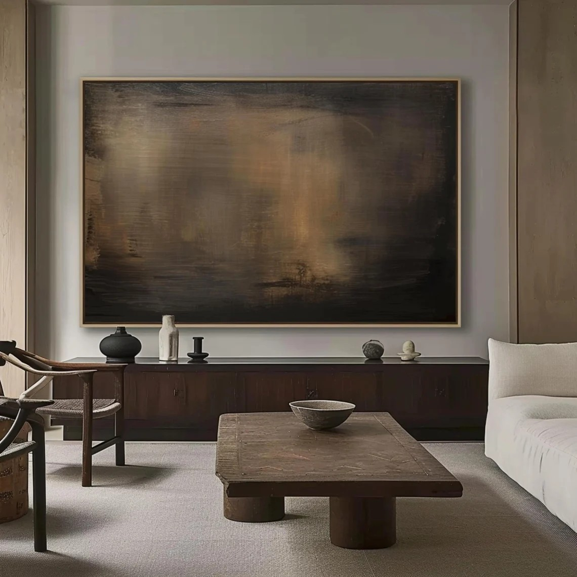 Dark Abstract Canvas — Moody Minimalist Wall Art