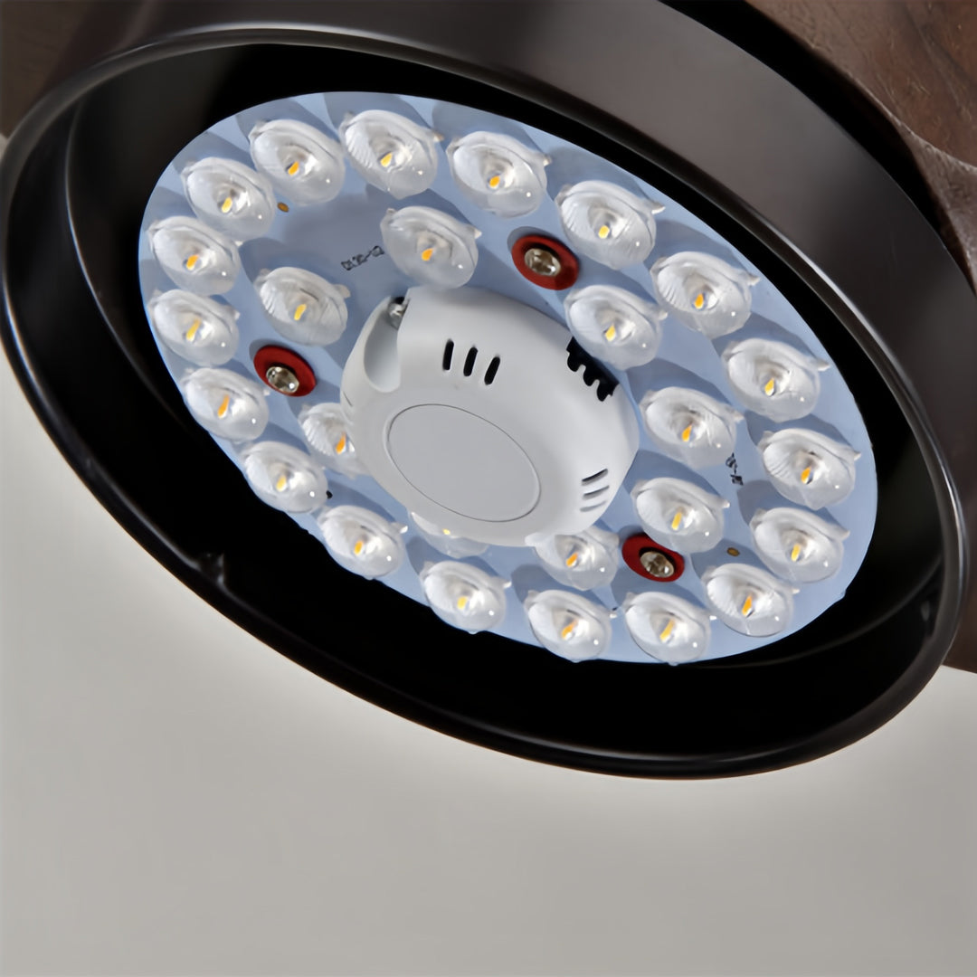 Solid Wood 3-Blade Ceiling Fan with Light & Remote