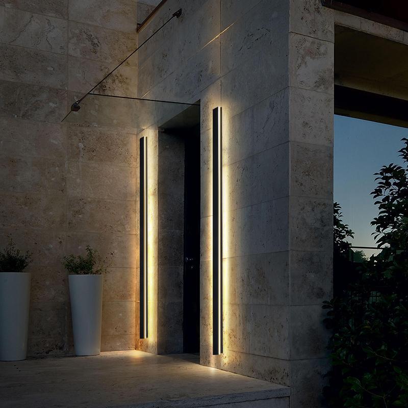 Outdoor Wall Sconce Modern Black Linear LED 40 inch Long Patio Light