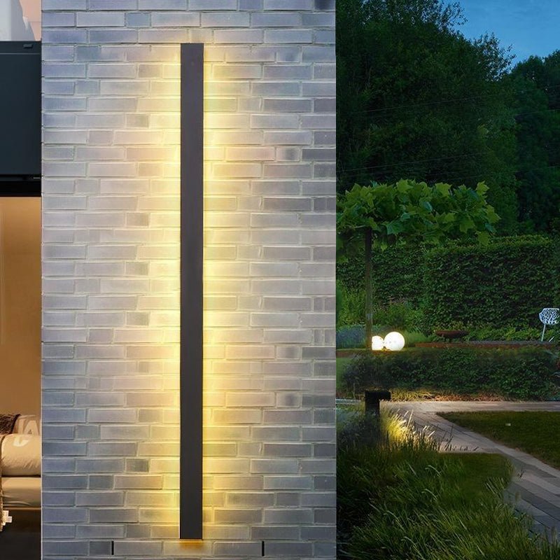Outdoor Wall Sconce Modern Black Linear LED 40 inch Long Patio Light