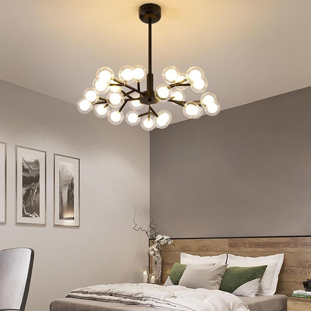 Sputnik Chandelier Modern 25-Light Glass Bubble Gold Black Pendant