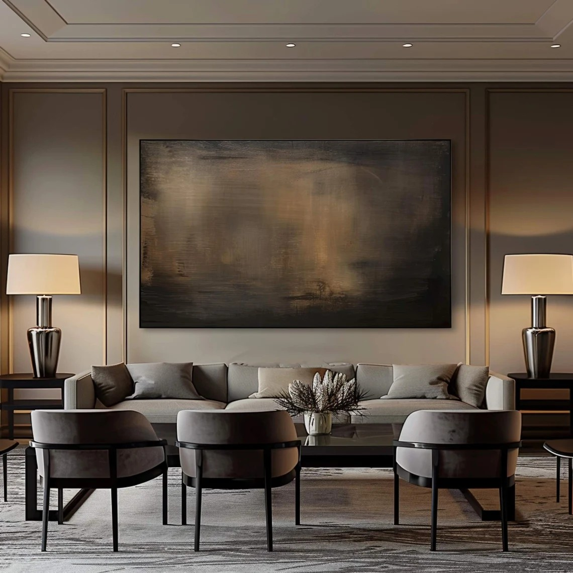 Dark Abstract Canvas — Moody Minimalist Wall Art