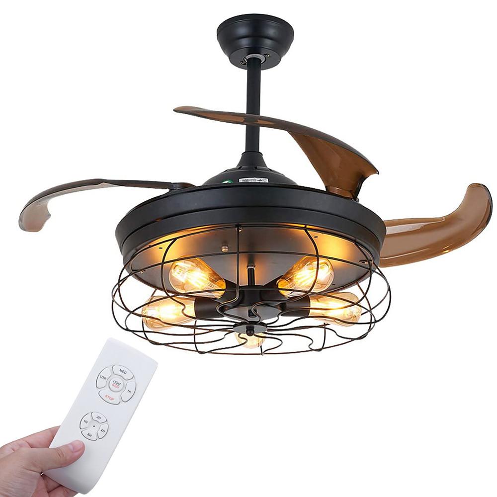 Farmhouse Retractable Ceiling Fan with Light