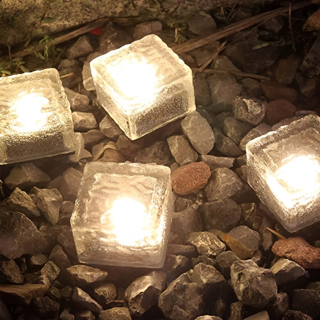 Solar Step Lights - Outdoor LED Ice Cube Deck - Pathway Garden Lamp