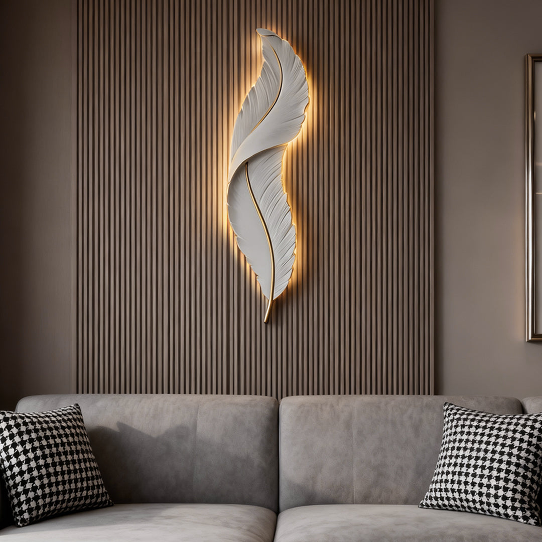 Wall Sconce - Luxury Feather LED Modern Lamp - Hallway Bedroom Light