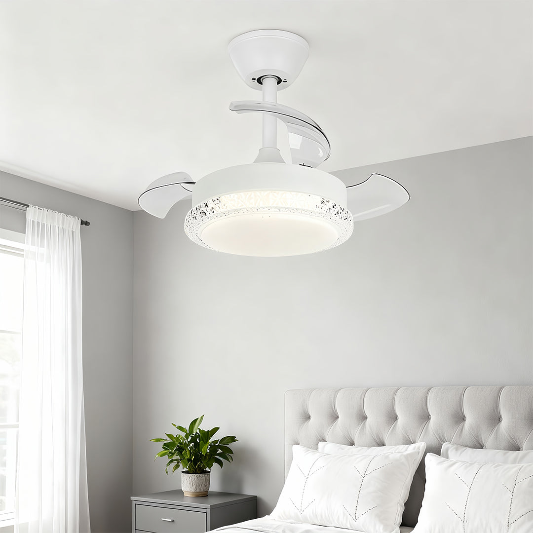 Quiet 3-Blade Flush Mount Ceiling Fan with LED Light