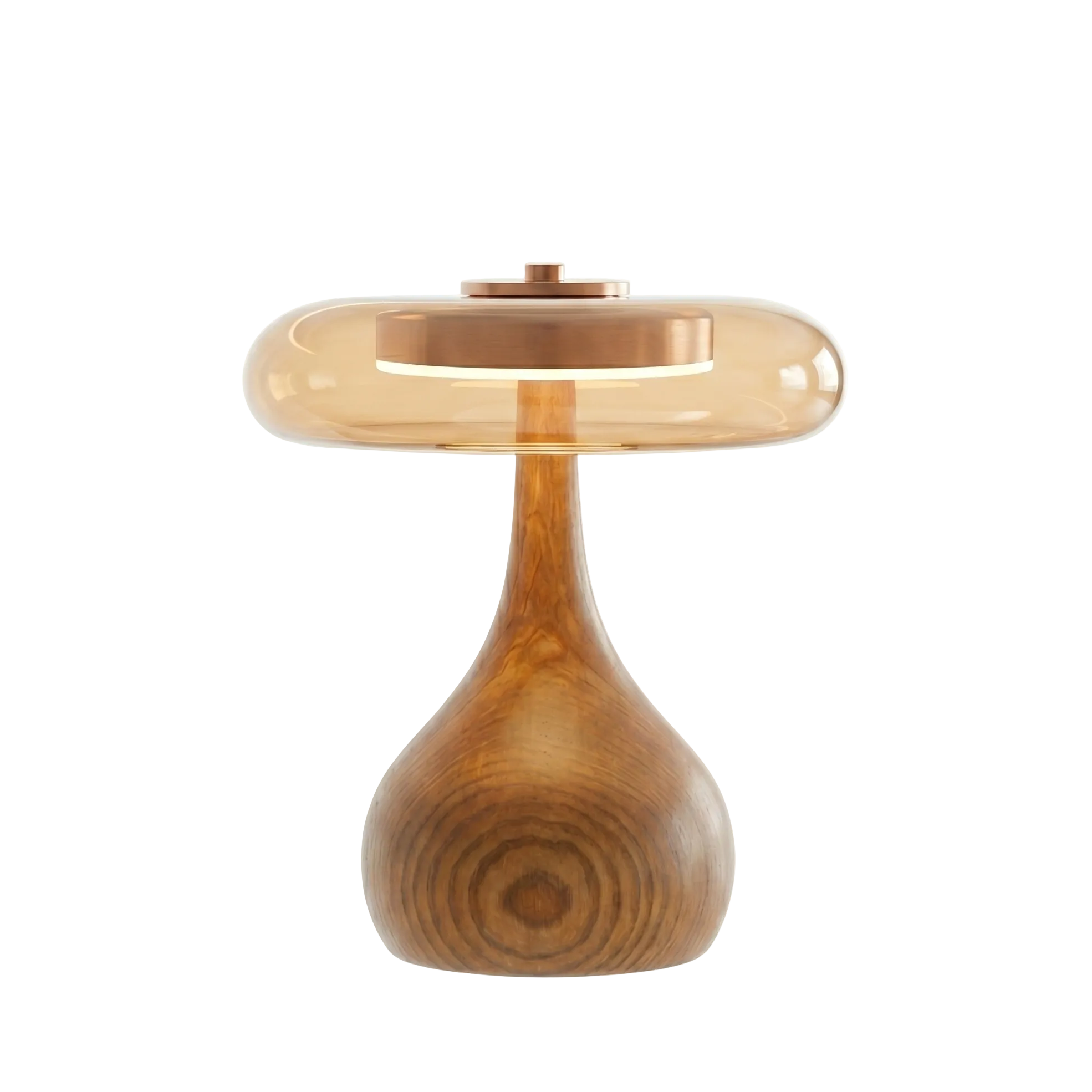 Mid-Century Wood & Glass Disc Table Lamp