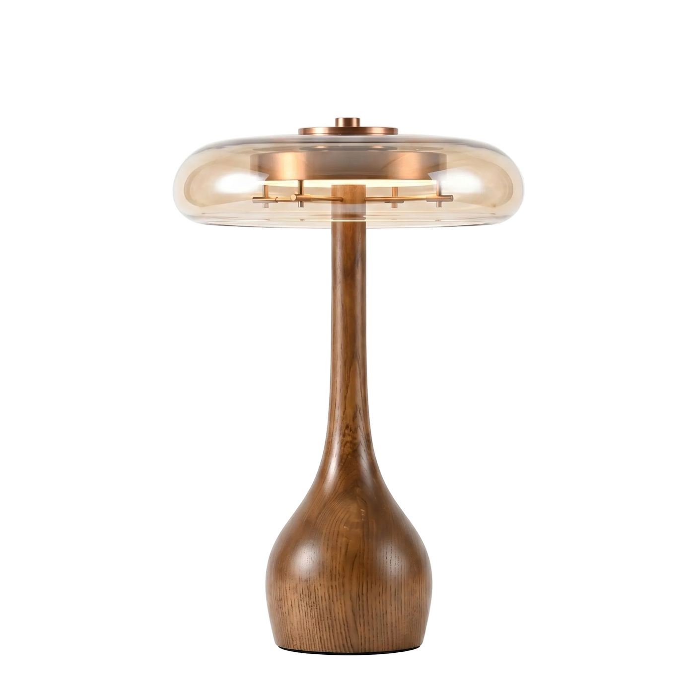 Mid-Century Wood & Glass Disc Table Lamp
