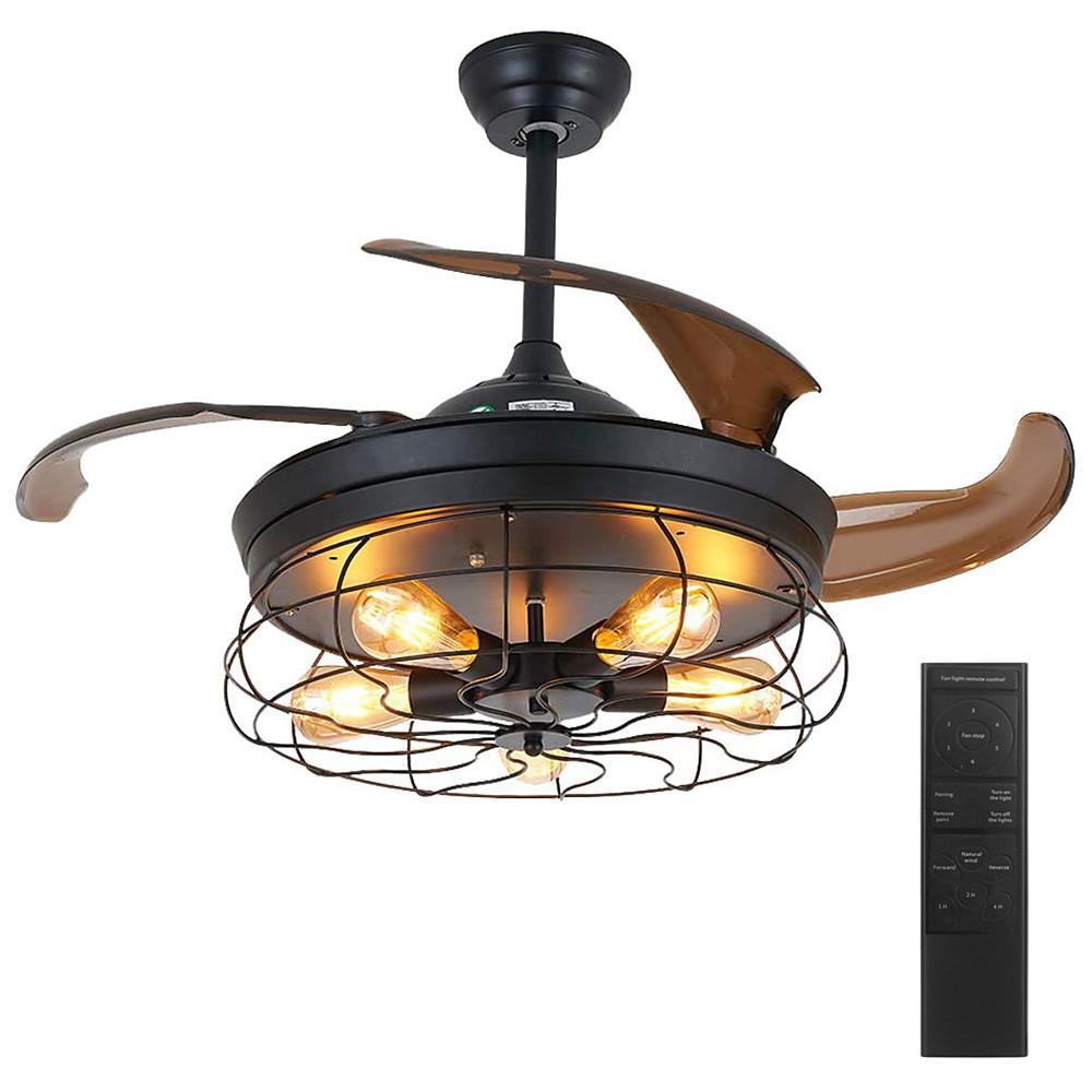 Farmhouse Retractable Ceiling Fan with Light
