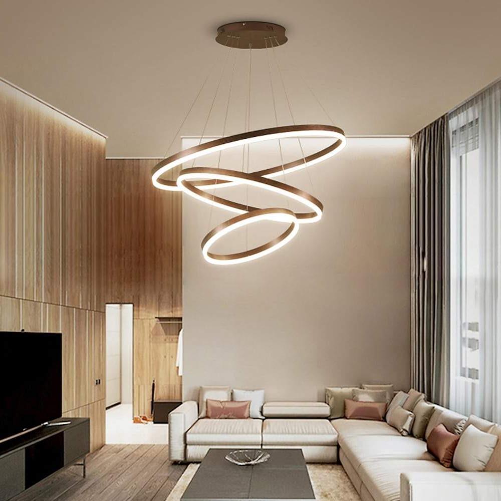 LED Chandelier Modern 3-Ring Trio Pendant Dimmable Bedroom Ceiling